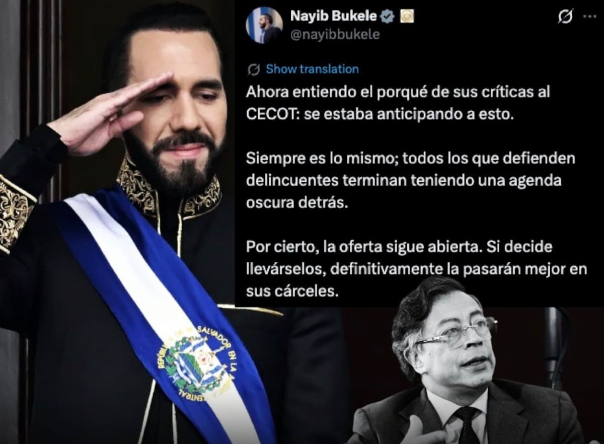 El presidente Nayib Bukele volvió a arremeter contra Gustavo Petro tras conocerse las fiestas en la cárcel de Itagüí. "La oferta sigue abierta", dijo Bukele, insistiendo en enviar a todos los presos de El Salvador a Colombia si Petro considera que allí estarán mejor.