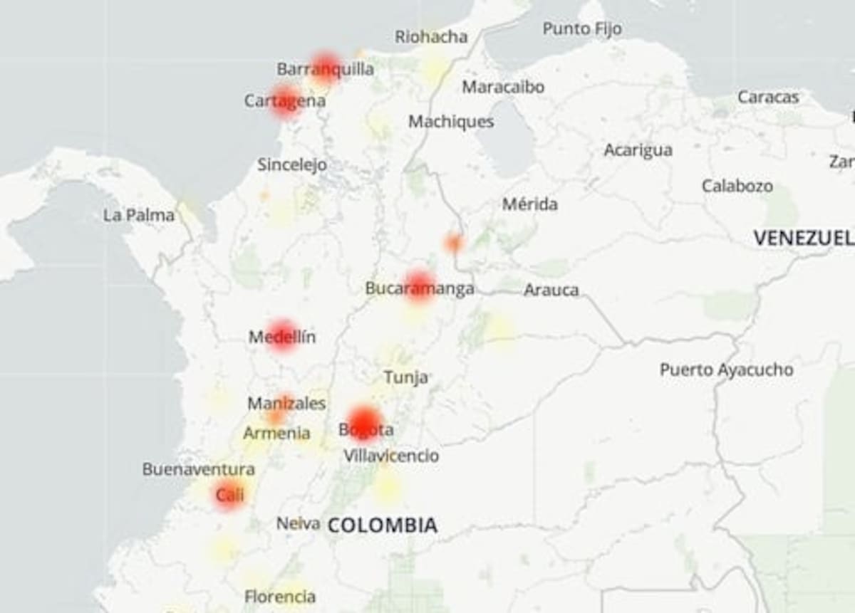 Los reportes de fallas en Nequi comenzaron a incrementarse desde las 7:00 a. m., con mayor concentración en ciudades principales del país.