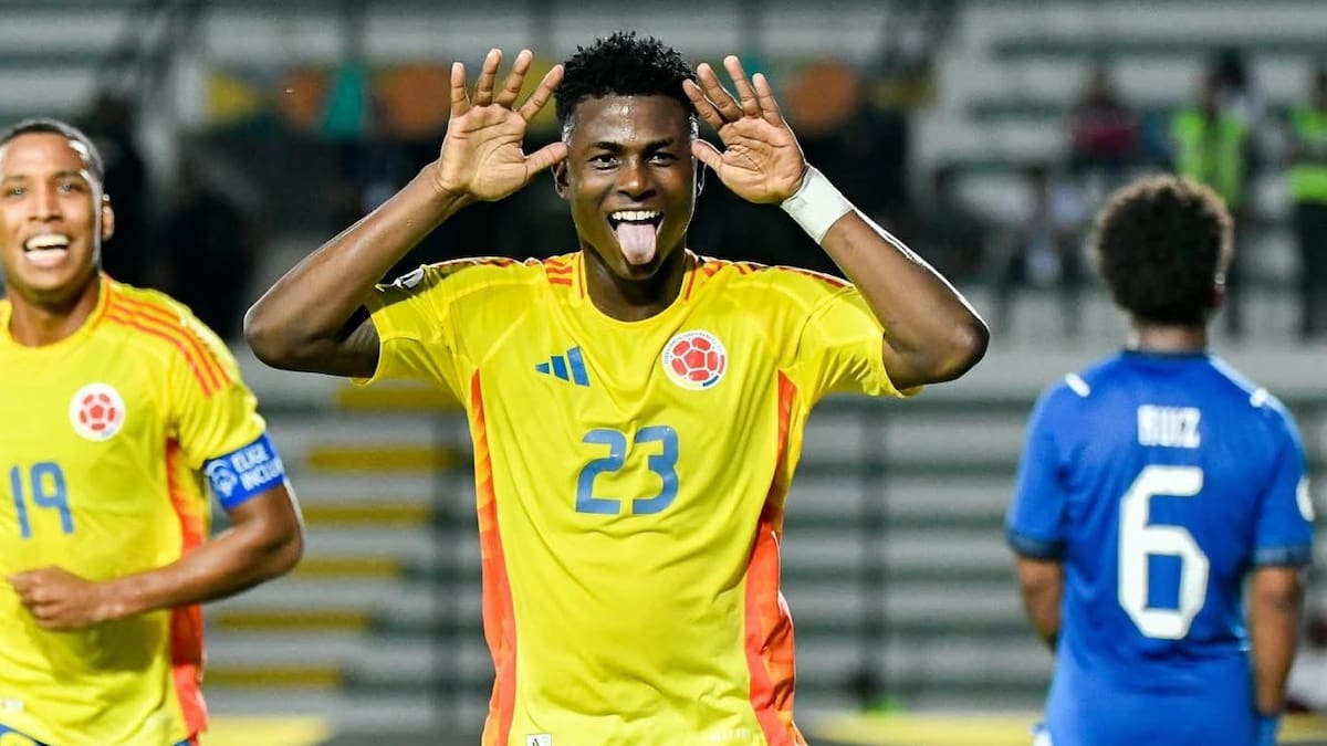 El delantero de la selección Colombia Sub-20, Neyser Villarreal, es el goleador del equipo nacional en el Campeonato Sudamericano. Foto: 'X' selección Colombia Sub-20.