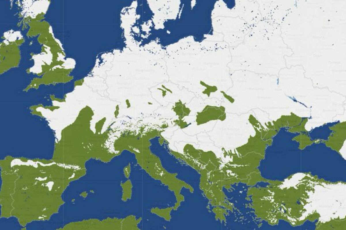 Casi todo el norte de Europa está cubierta de nieve.