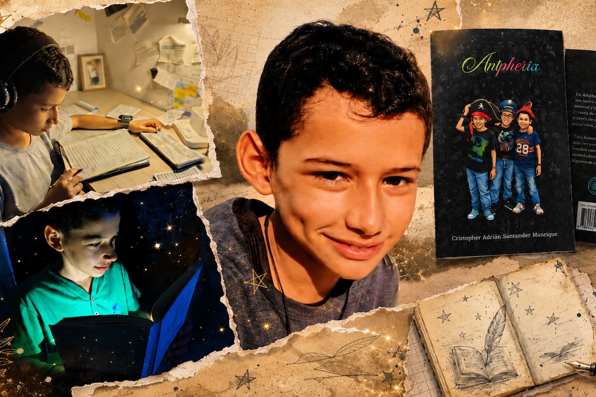 Niño escritor de Bucaramanga lanza ‘Antpherix’, su primer libro de cuentos a los 11 años. Foto suministrada/VANGUARDIA