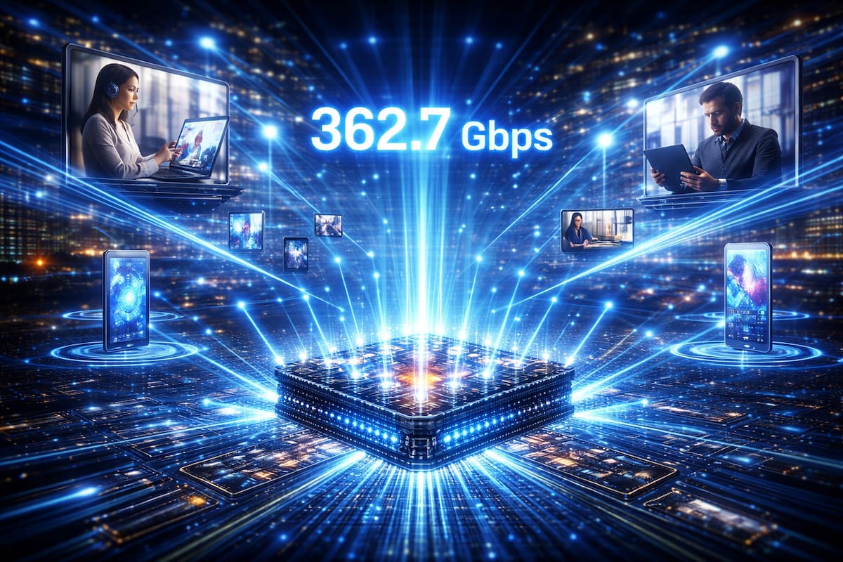 Investigadores han desarrollado en Reino Unido un sistema inalámbrico óptico a escala de chip capaz de alcanzar velocidades de transmisión de datos de hasta 362,7 gigabits por segundo (Gbps)