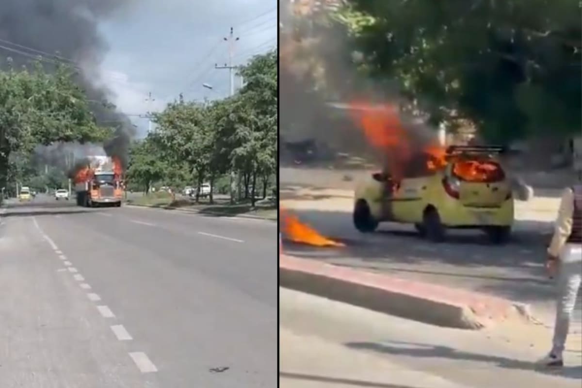 Nueve capturados por ataques y quema de vehículos durante jornada de tensión en Santa Marta. | Foto: Captura tomado de Video, Vanguardia.