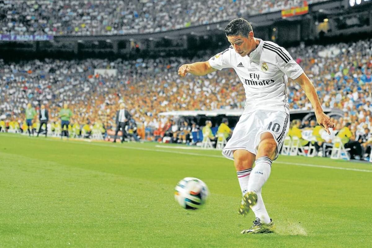 El mediocampista colombiano James Rodríguez buscará aportar todo su talento para que Real Madrid retenga la corona de la Liga de Campeones. (Foto: AFP / VANGUARDIA LIBERAL)