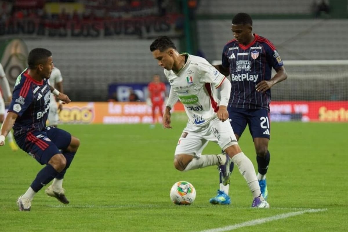 Junior superó 1-0 a Junior en Manizales, en la ida de los cuartos de final de la Liga BetPlay I de 2026. Foto: Colprensa.
