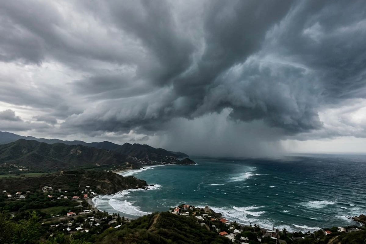 Cielo nublado sobre el litoral caribeño ante la aproximación de una onda tropical que traerá lluvias a la región en los próximos días.
Foto: Generada con IA, Exclusivamente para este artículo.