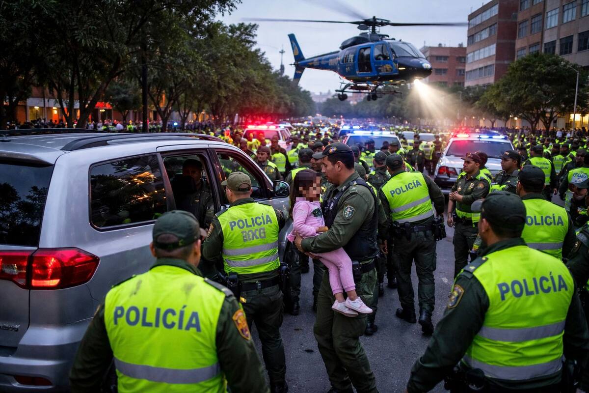 Operativo de la Policía en Bogotá permitió rescatar a una niña de siete años que permanecía dentro de una camioneta robada; la menor fue hallada sana y salva tras un despliegue masivo de uniformados y apoyo aéreo.
foto tomada de: IA