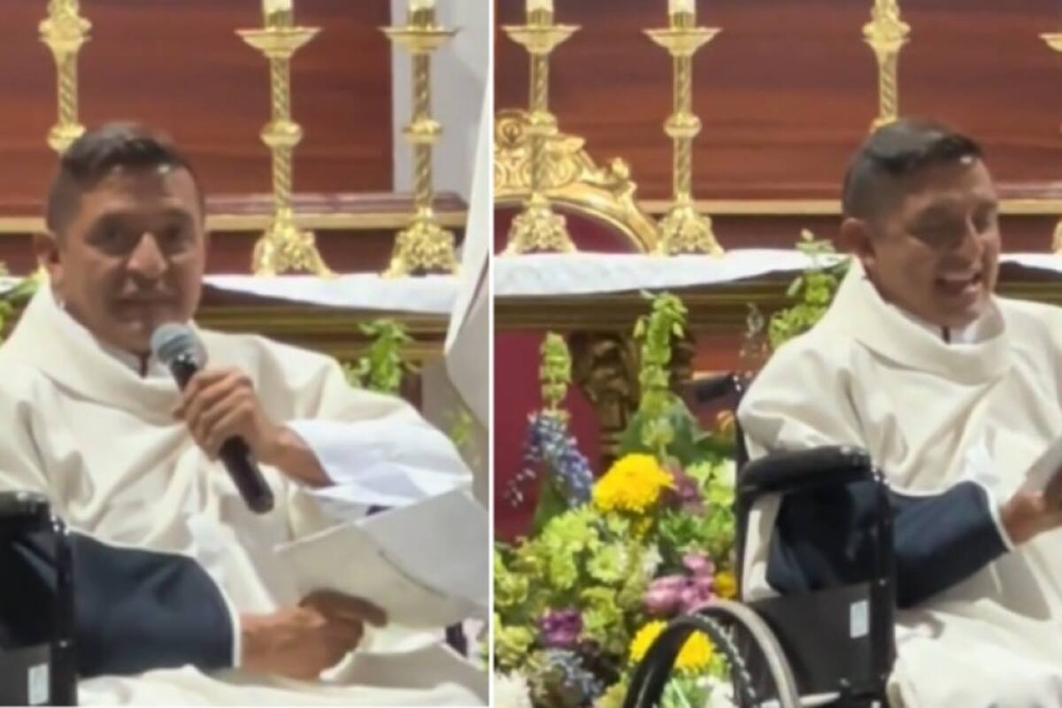 Imágenes del Padre Chucho oficiando misa en silla de ruedas despertaron inquietud; ahora el religioso contó qué ocurrió realmente con su salud. / Redes sociales