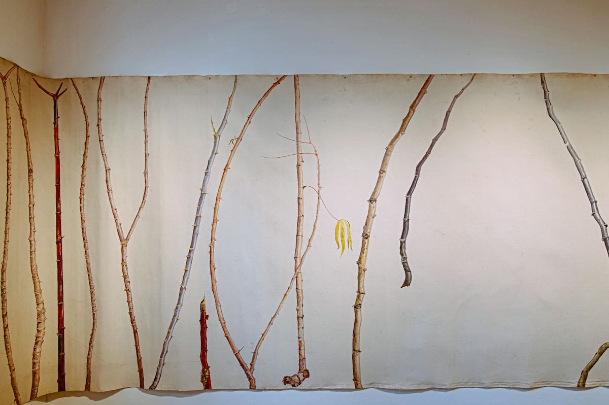 La exposición Palo de Yuca estará abierta hasta el 8 de junio en la UIS Bucarica y propone una mirada artística al paisaje rural santandereano desde la pintura y la memoria. Foto: Mauricio Olaya