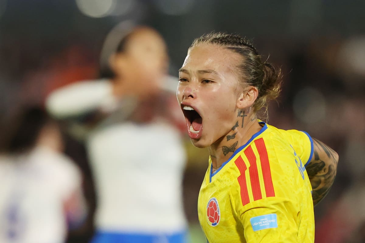 Ana María Guzmán anotó dos goles en la victoria de Colombia sobre Paraguay en la Liga de Naciones Femenina. //Foto, EFE: Juan Pablo Pino