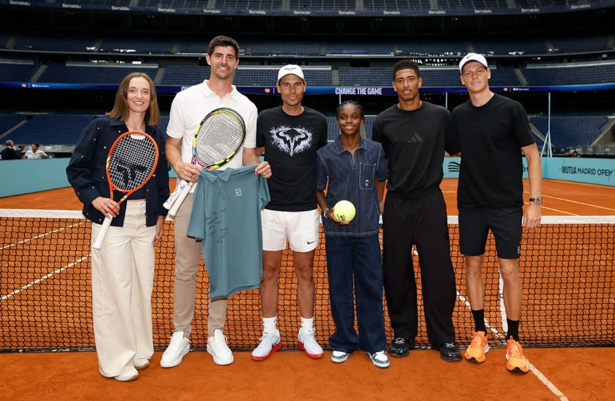 Partido inédito en el Bernabéu en la inauguración de la pista del Madrid Open. Foto: Real Madrid