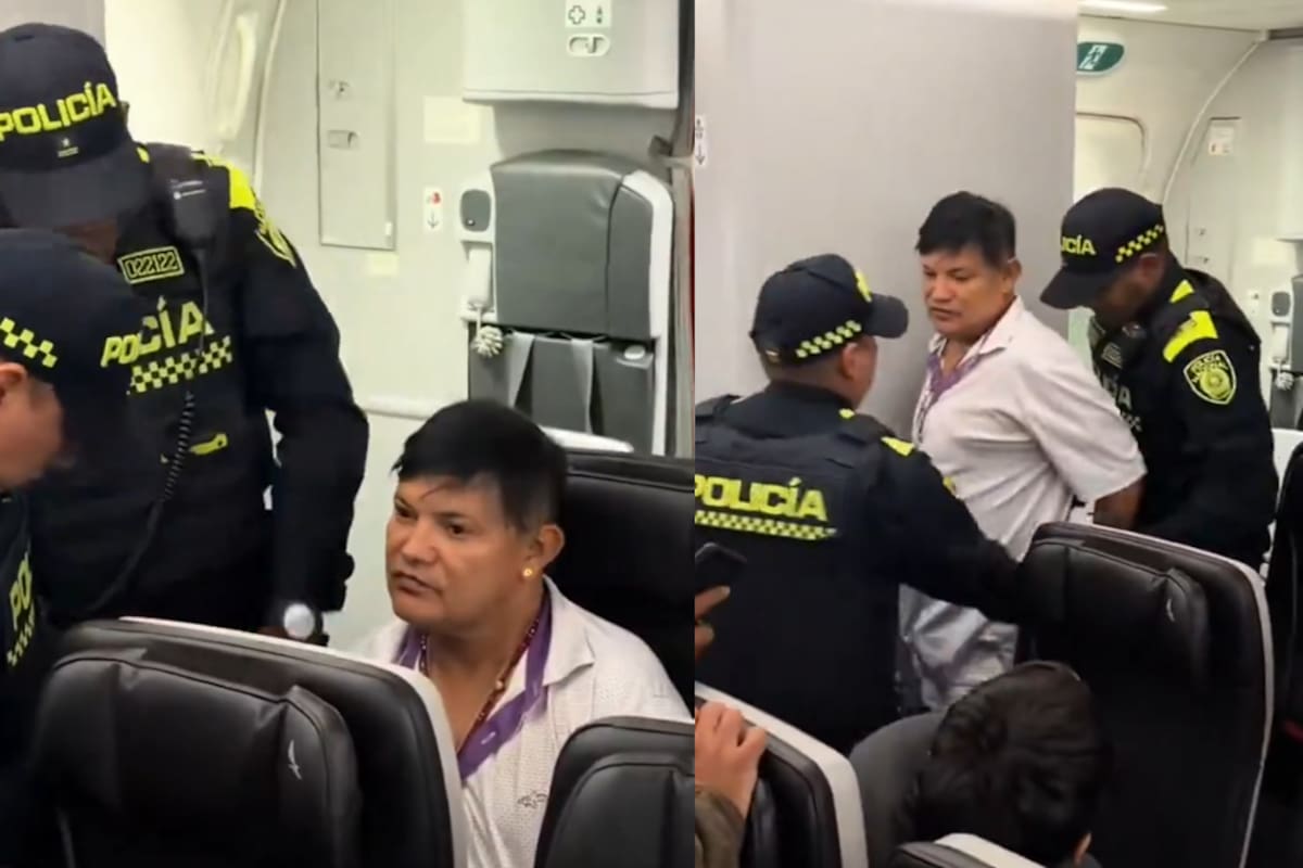 Pasajero desató caos en avión Bogotá-Madrid por presuntos actos obscenos.
Foto: captura de video.