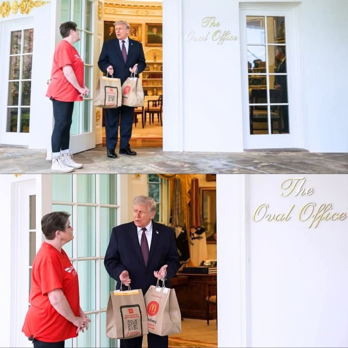 Donald Trump recibió un pedido de McDonald's que solicitó a través de DoorDash en la Casa Blanca.