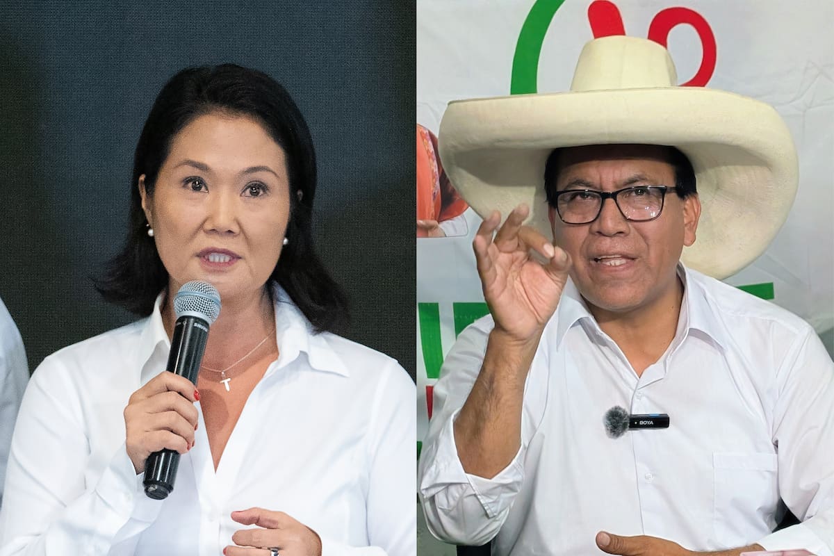 Combo de fotografías de archivo que muestra a los candidatos a la segunda vuelta presidencial en Perú, Keiko Fujimori (i) y Roberto Sánchez. EFE/Renato Pajuelo/Fernando Gimeno
