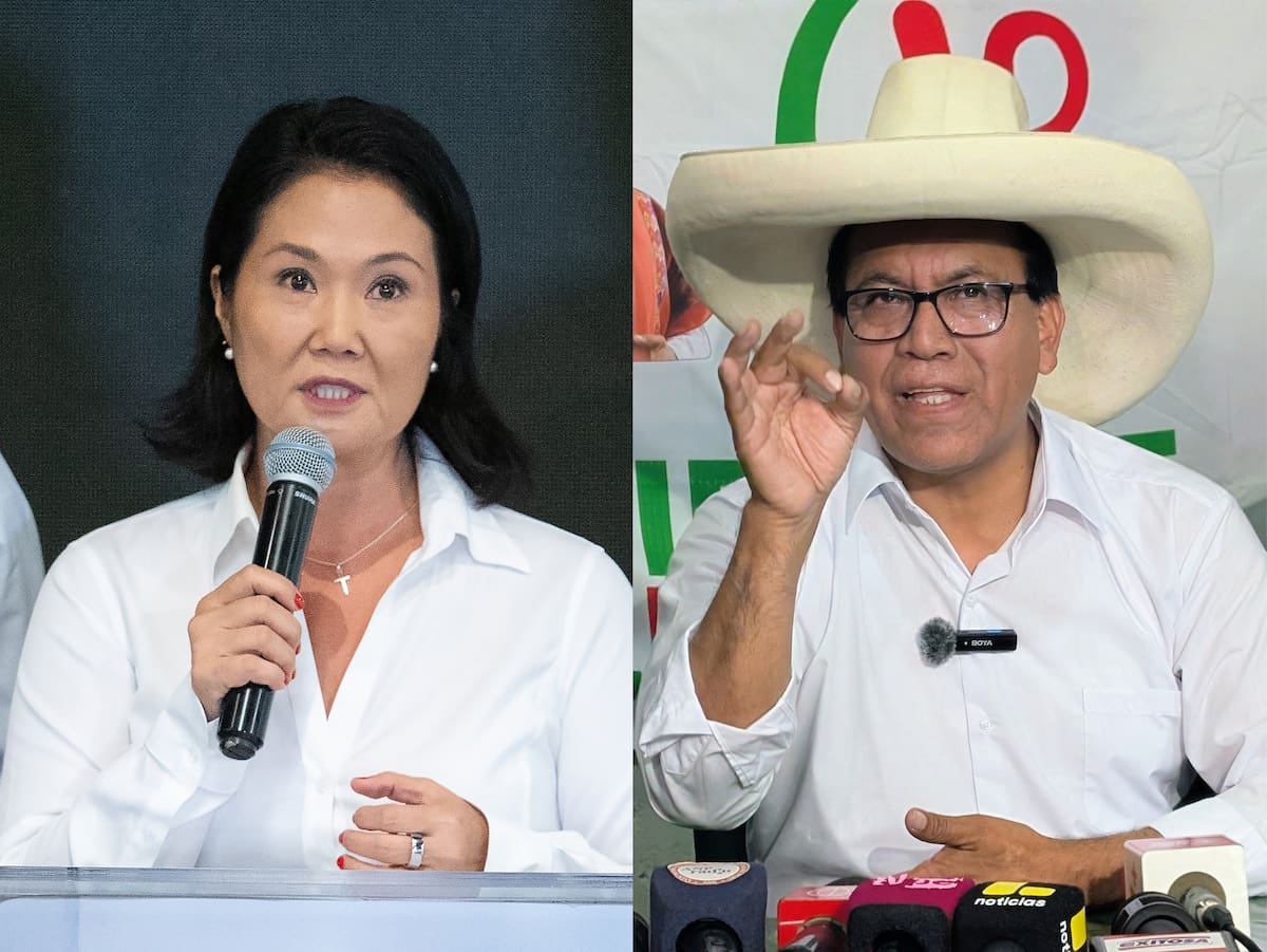 Combo de fotografías que muestra a los candidatos a la Presidencia de Perú, Keiko Fujimori (i) y Roberto Sánchez.