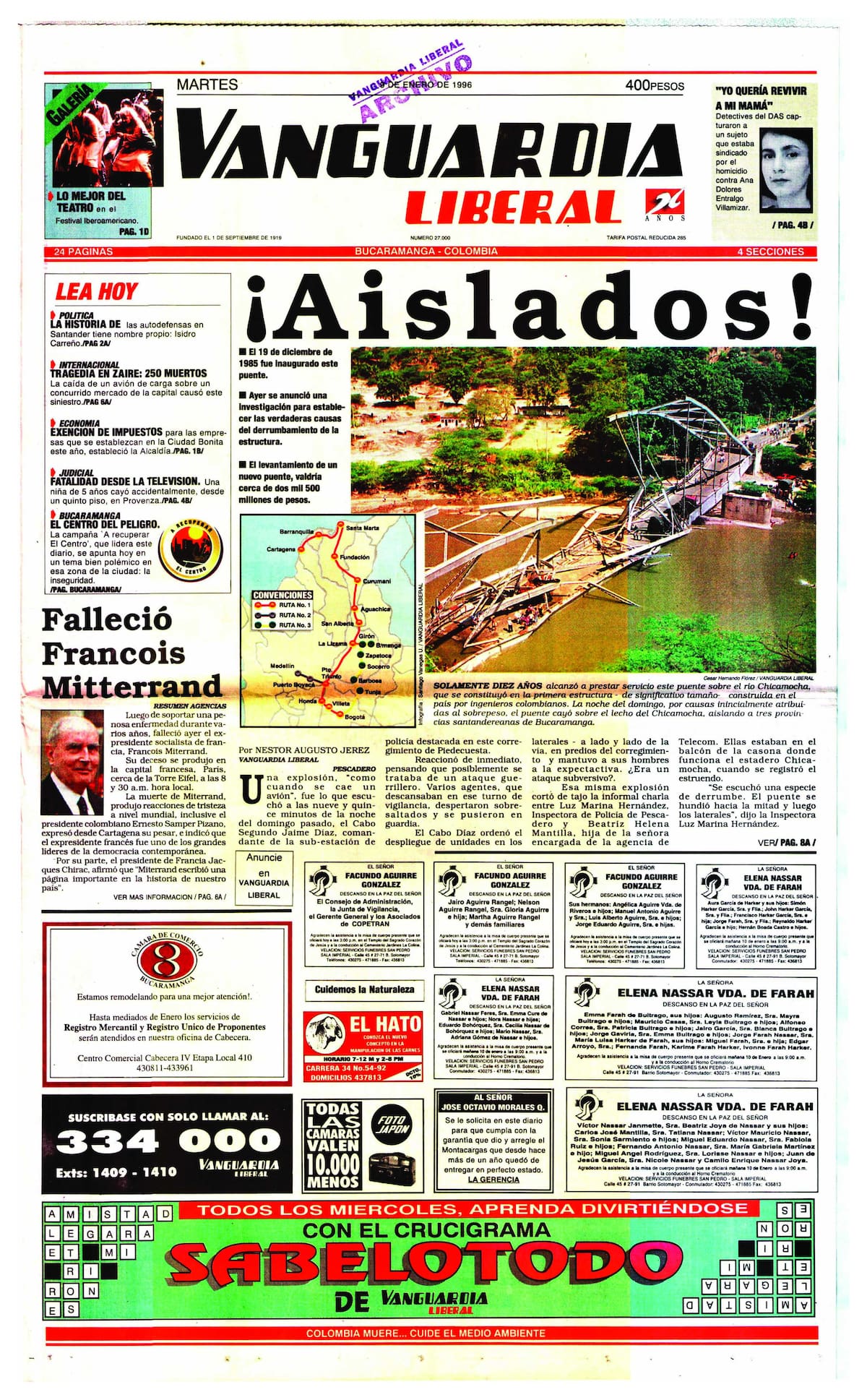 En enero de 1995 fue el puente de Pescadero el que colapsó. (Archivo / VANGUARDIA)