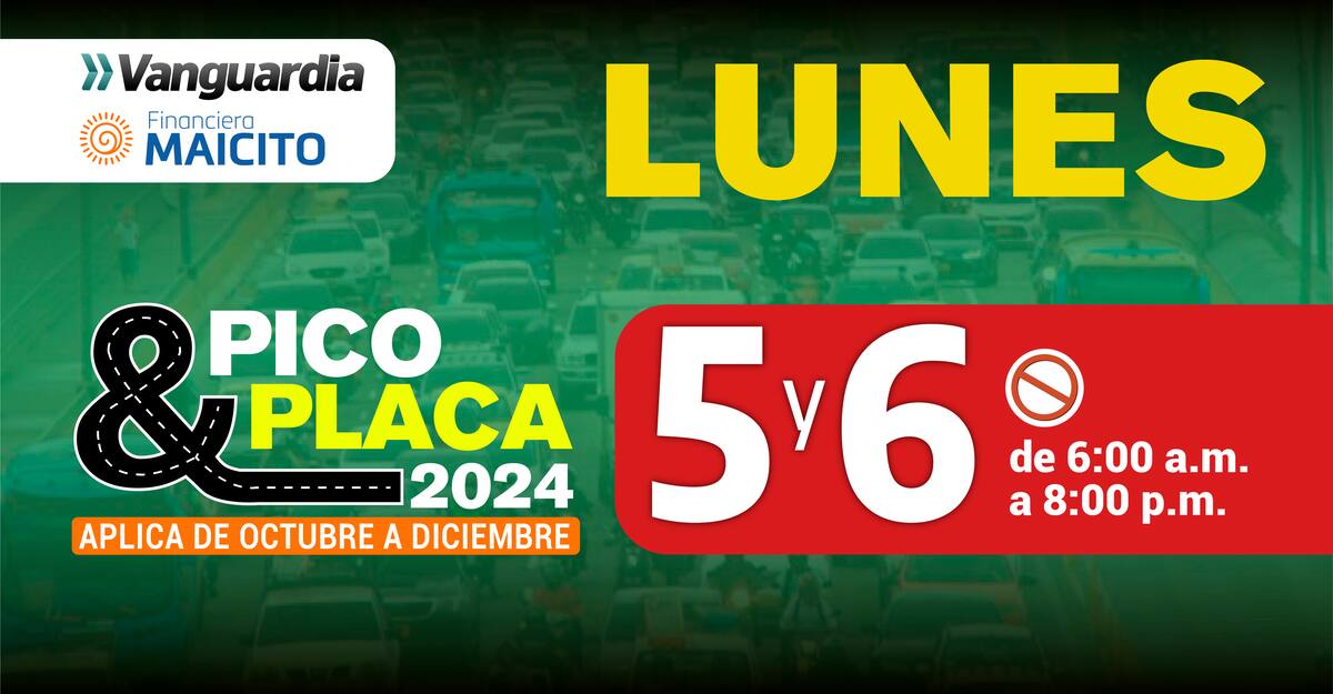 Así rigen los dígitos del pico y placa el día lunes.