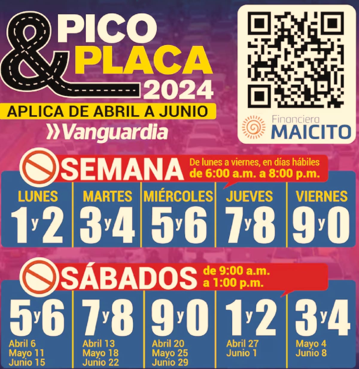 Este es el nuevo esquema de dígitos del pico y placa en Bucaramanga y el área metropolitana, el cual regirá a partir del próximo lunes, 1 de abril.
