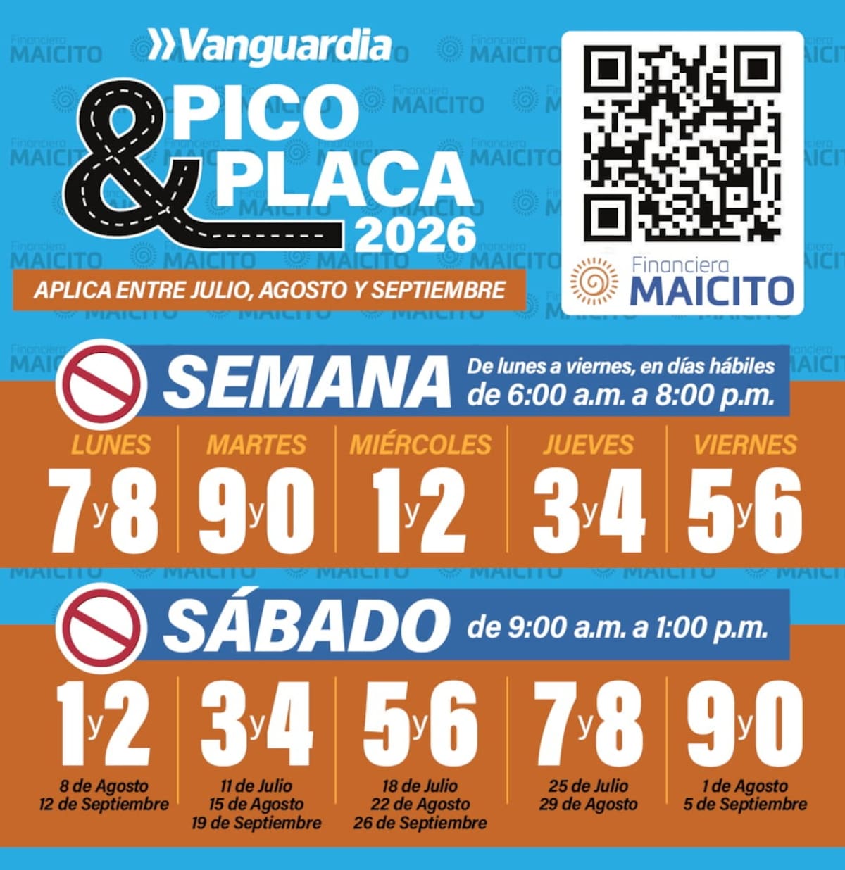 Programación trimestral del pico y placa en Bucaramanga.
