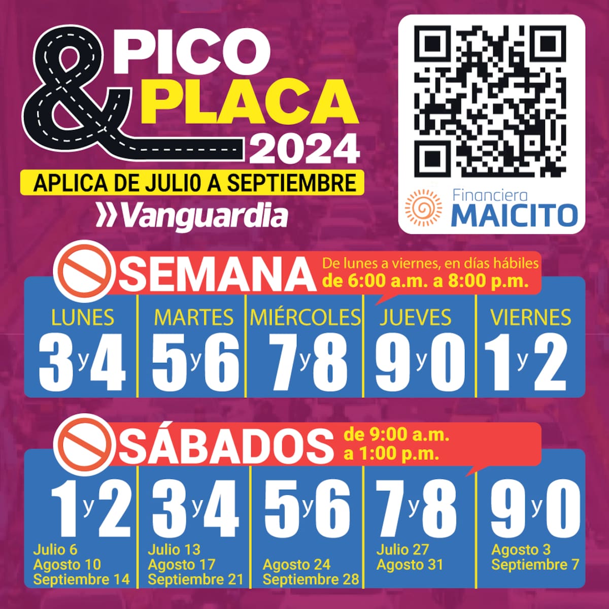 Pico y placa sábado 7 de septiembre: Así rige en Bucaramanga y corredores viales del área