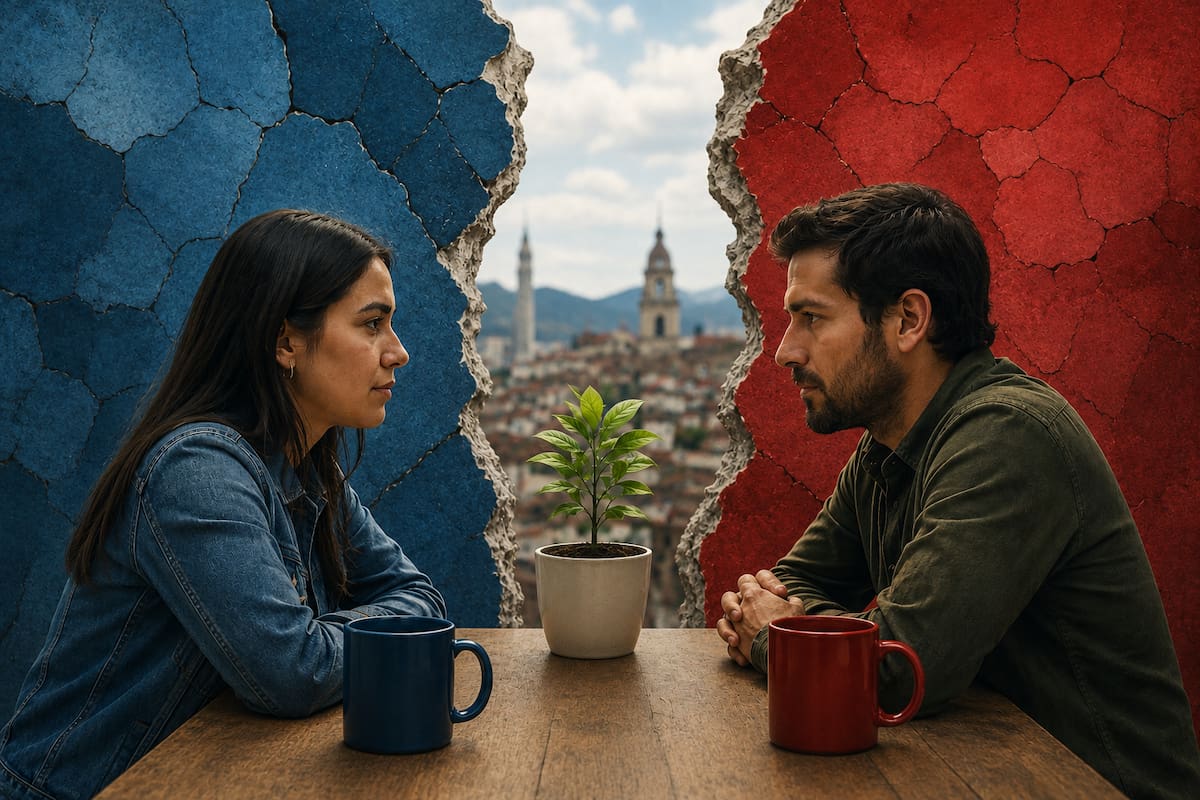 Psicólogos expertos en comportamiento político explican por qué las diferencias electorales terminan en ataques personales y ofrecen recomendaciones para debatir con respeto, proteger las relaciones y fortalecer la convivencia democrática. Foto generada con IA.
