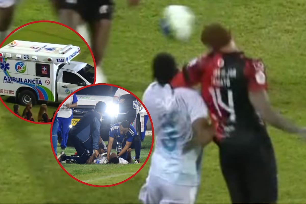 Polémica: el jugador que golpeó a Samuel Martín siguió en cancha y el lateral de Millonarios salió en ambulancia. Foto: Captura de pantalla/Colprensa