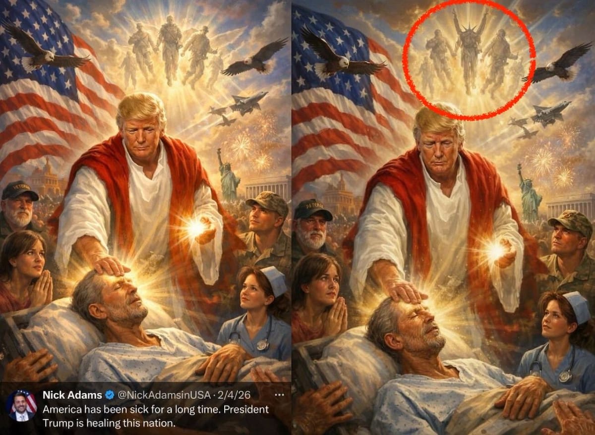 Trump volvió al centro del debate tras compartir una ilustración generada con inteligencia artificial donde aparece como una figura similar a Jesucristo.