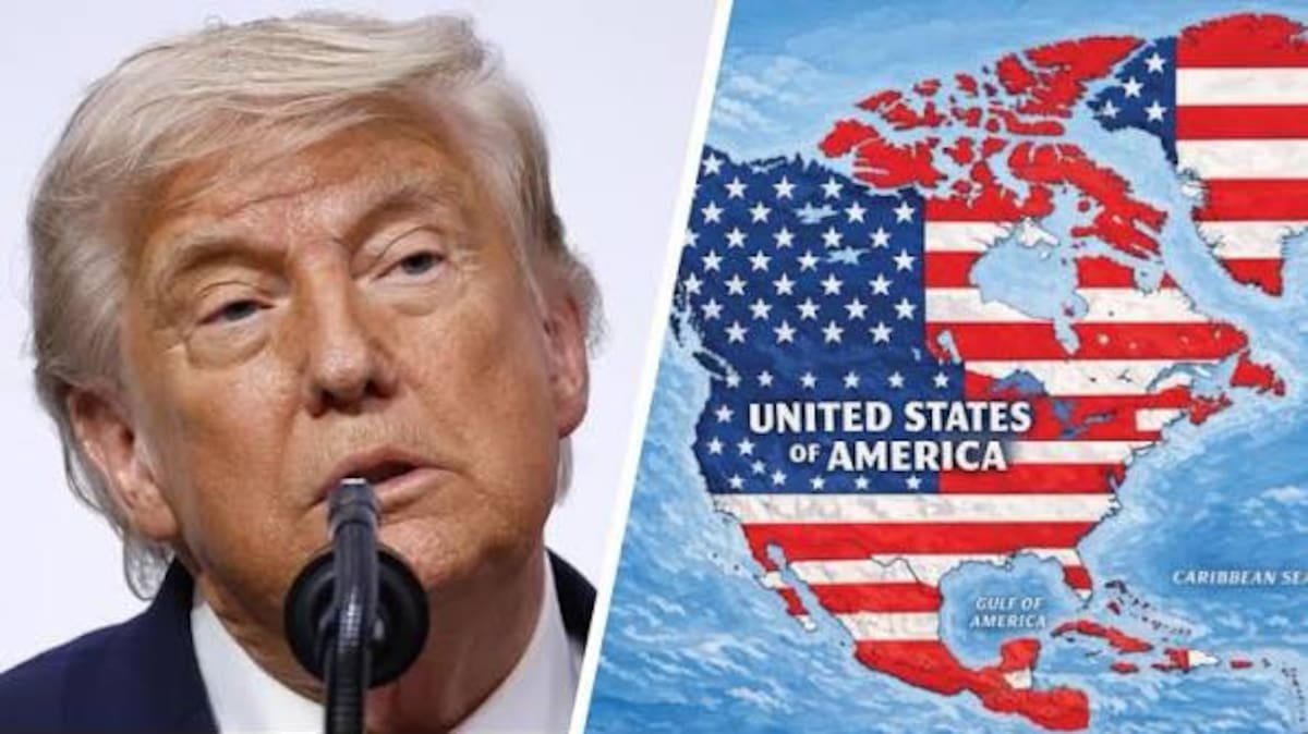Trump publica mapa donde la bandera de EE. UU. cubre México, Canadá y el Caribe.