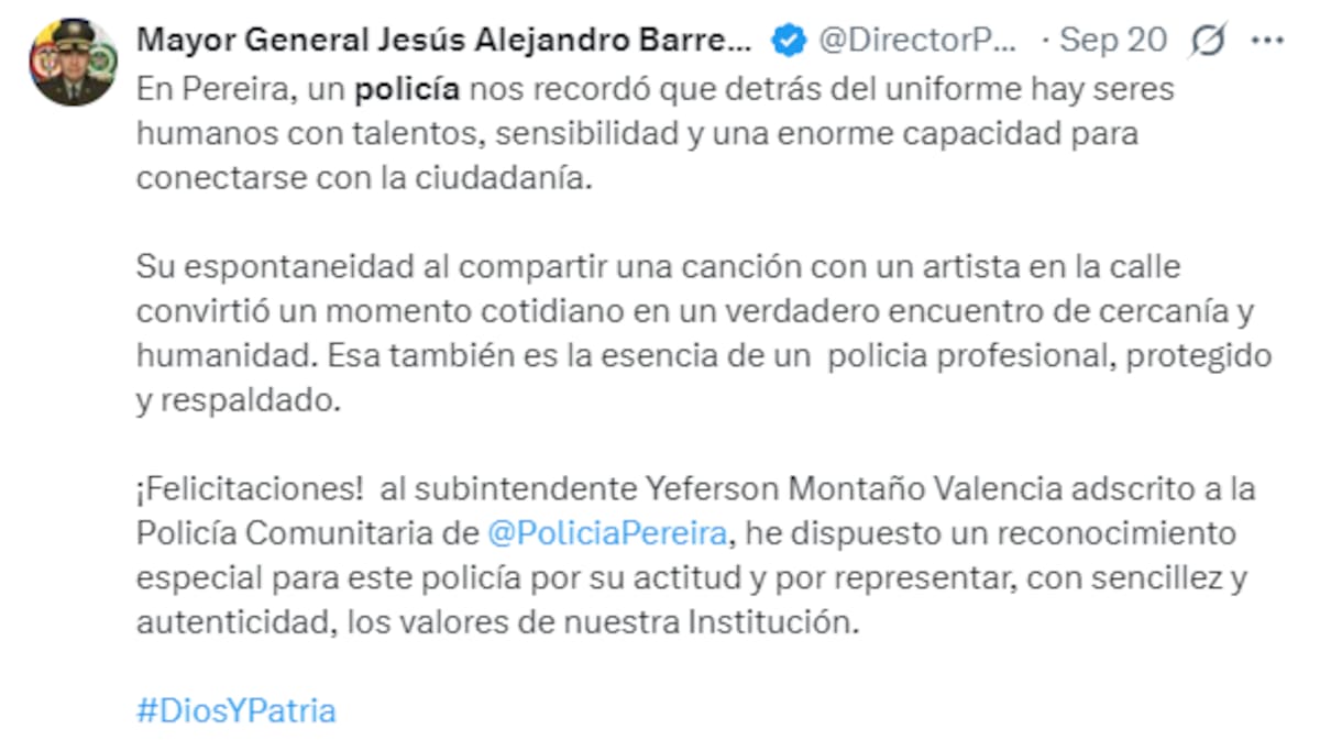 Mensaje de @DirectorPolicia