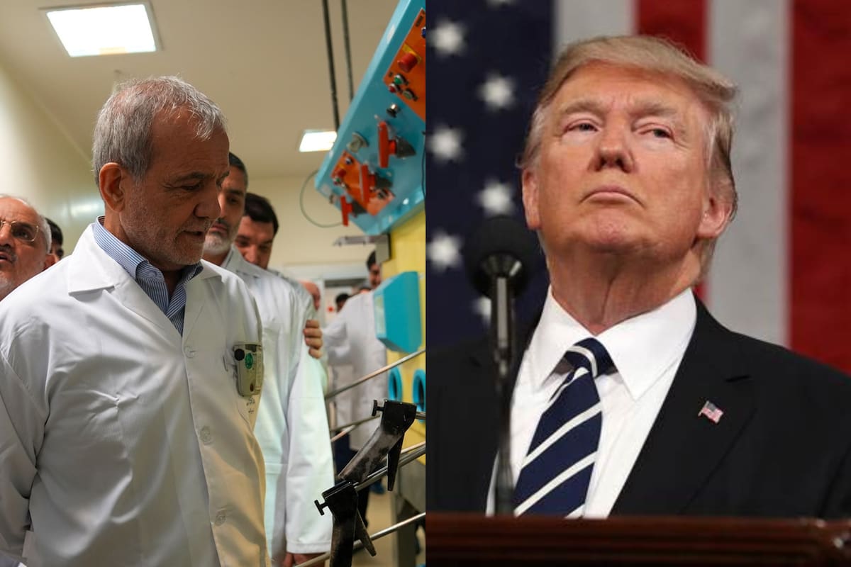 Los presidentes de Irán y Estados Unidos, Masud Pezeshkian y Donald Trump. // Fotos: EFE.