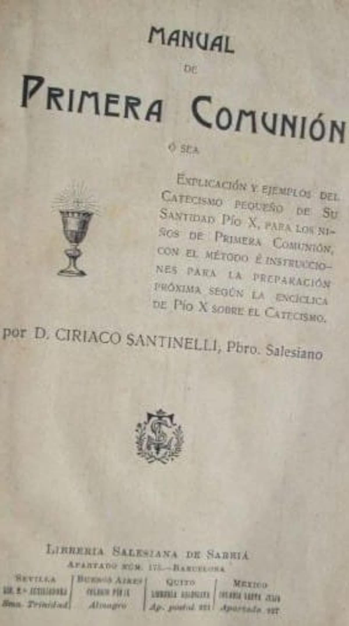 Viejo Manual de la primera comunión en la Comunidad Salesiana. (Archivo/ VANGUARDIA)