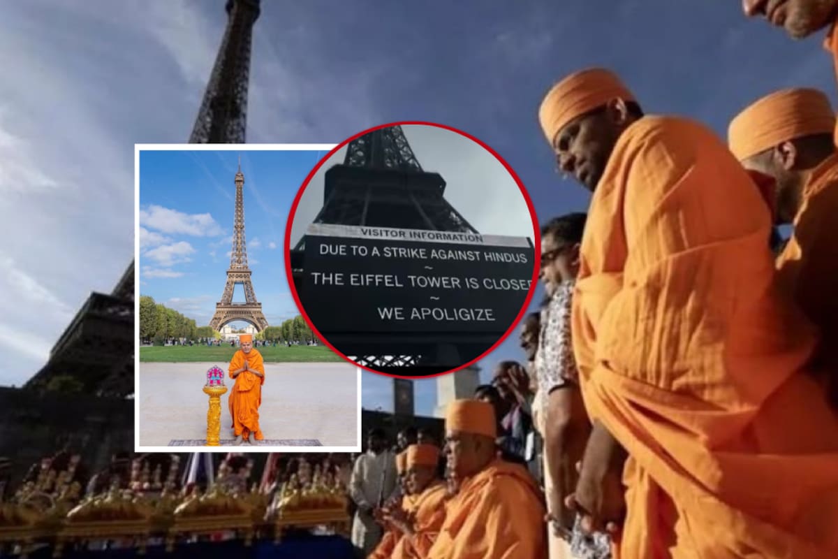La Torre Eiffel permaneció cerrada temporalmente tras la protesta de sus trabajadores por las condiciones establecidas durante una visita de BAPS. Foto tomada de: X // Recreada.