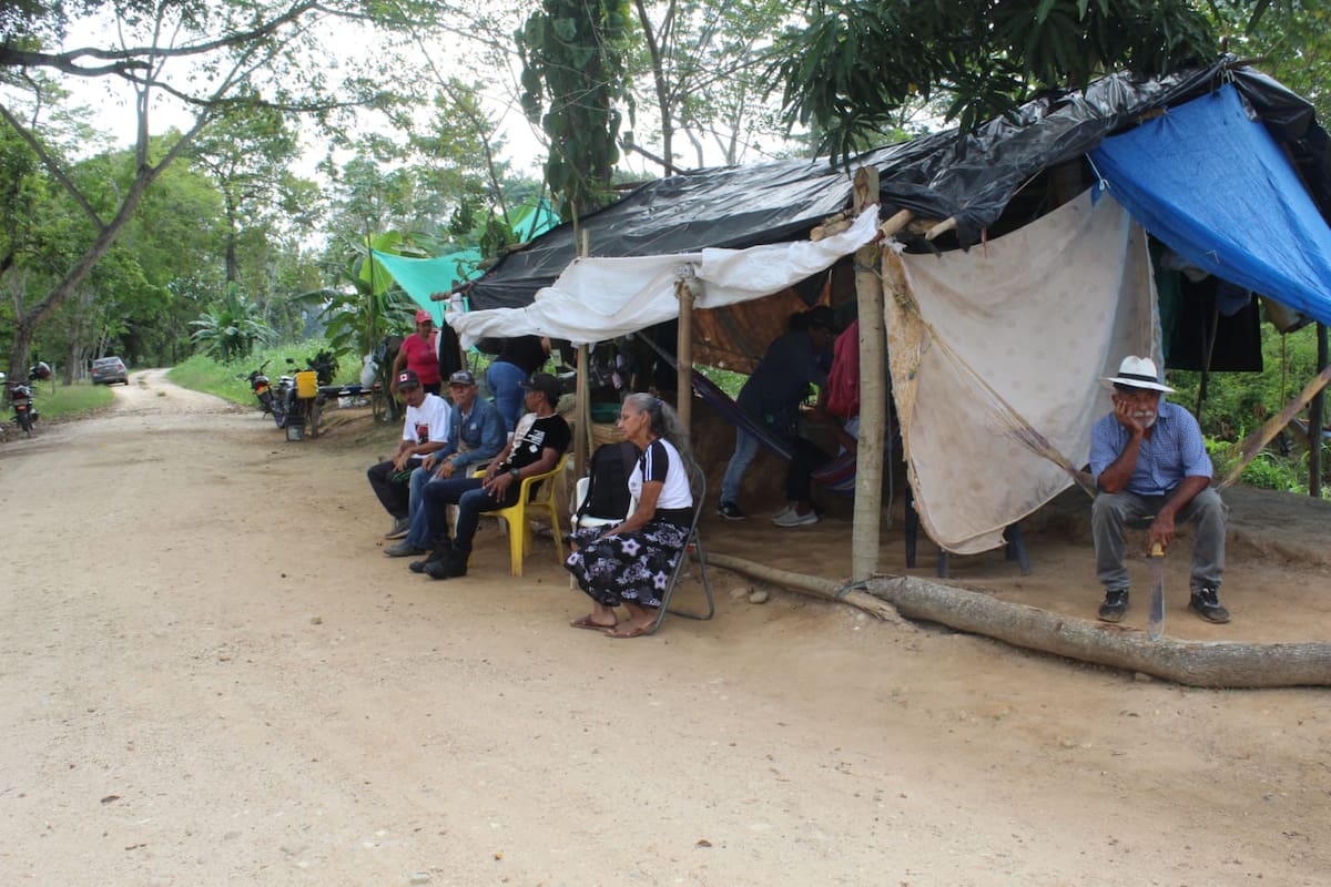 Comunidades campesinas permanecen en las afueras de la Finca Montecristo en Sabana de Torres. Reclaman la entrega de predios que habrían sido incautados al ‘Ñeñe’ Hernández.
Suministrada/Vanguardia