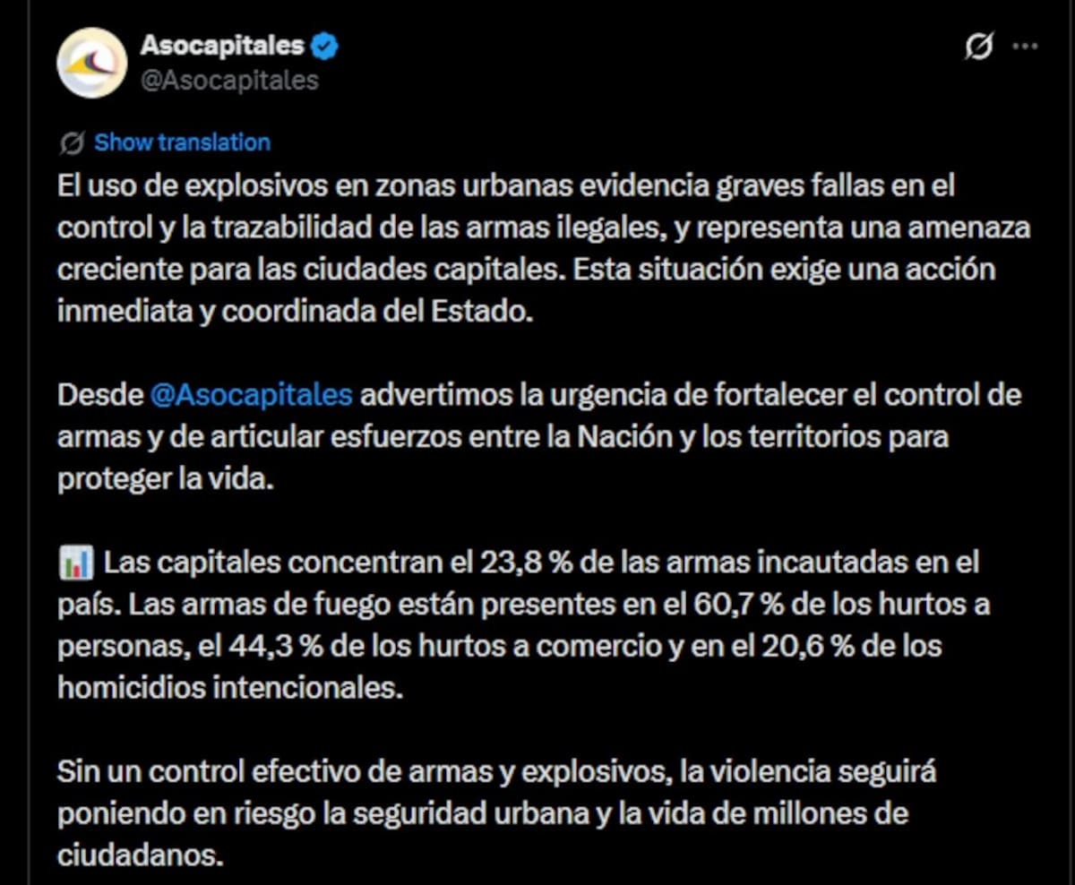 Publicación de Asocapitales destaca la alarmante tasa de delitos con armas de fuego en Bucaramanga, revelando un incremento en la violencia urbana.