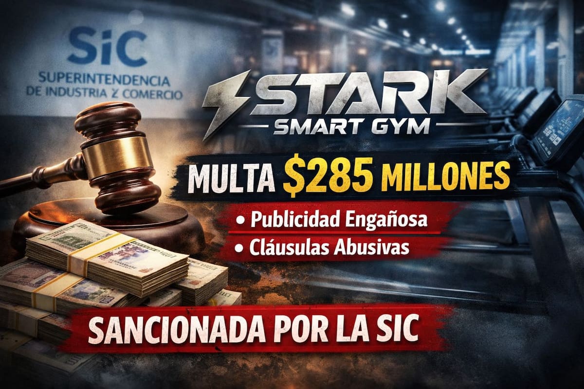 La SIC sancionó a Stark Smart Gym con una multa de $285 millones tras evidenciar publicidad engañosa y cláusulas contractuales que afectaban a los usuarios.
Foto tomada de: IA