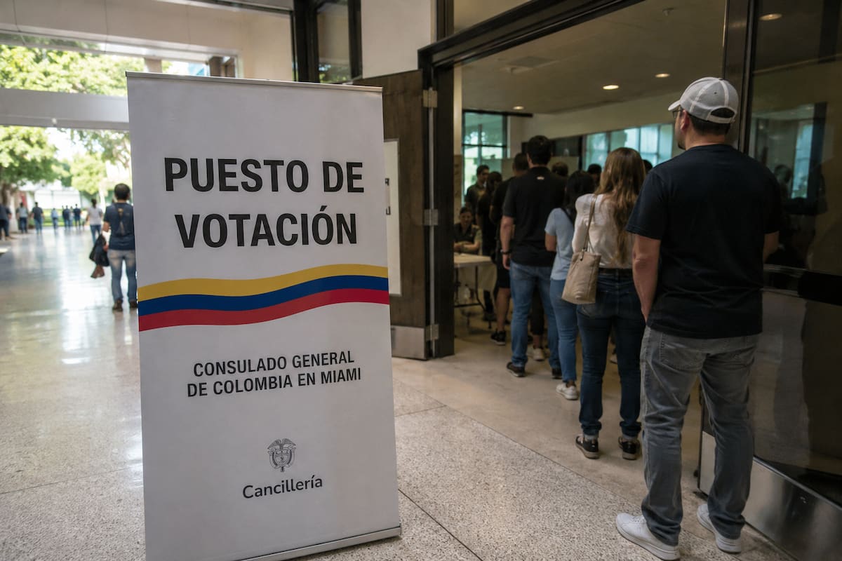 Los votantes colombianos en Miami contarán con una semana de votación anticipada en el Wasco Center, recinto elegido para reemplazar la sede tradicional del consulado. Foto de apoyo / IA.