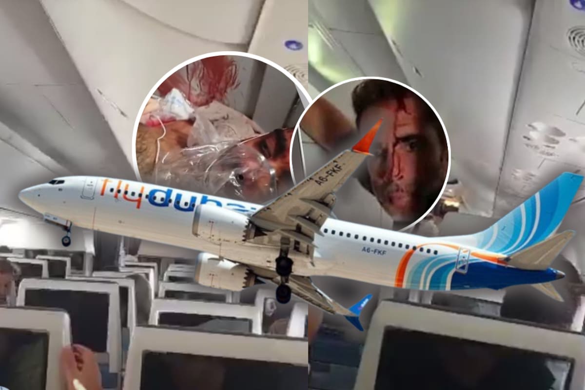 El vuelo de Flydubai, que cubría la ruta entre Dubái y Tel Aviv, terminó aterrizando en Tabuk, Arabia Saudita, tras el incidente registrado durante el trayecto. Captura de videos // Tomados de: Redes Sociales.