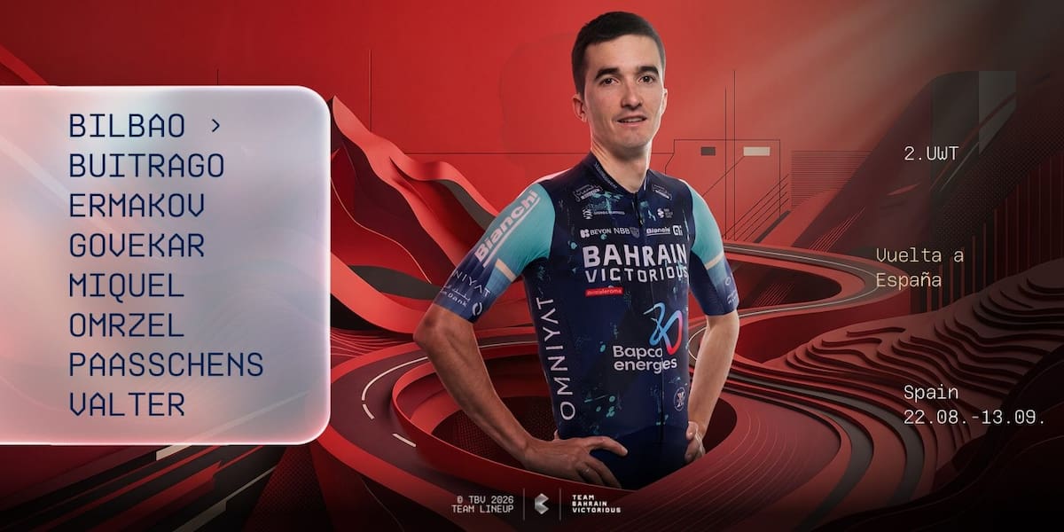 Quinto colombiano confirmado para La Vuelta a España 2026: Santiago Buitrago será líder del Bahrain Victorious.