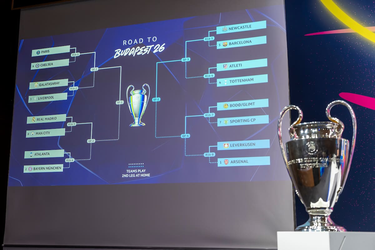 Cuadro de competición de la Liga de Campeones tras el sorteo celebrado en la sede de la UEFA en Nyon. EFE/EPA/MARTIAL TREZZINI