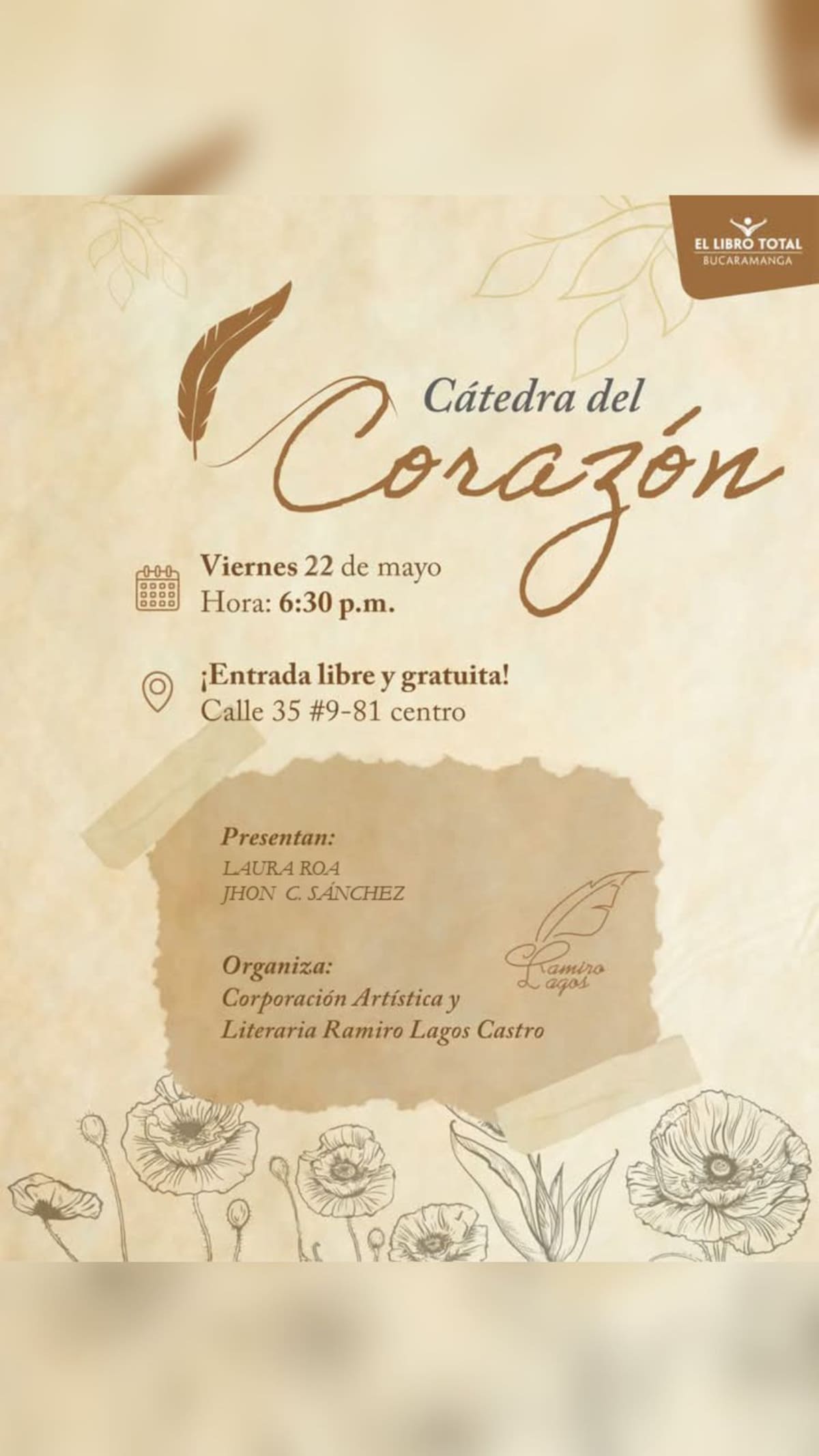Madres y maestros serán homenajeados con un recital poético en Bucaramanga