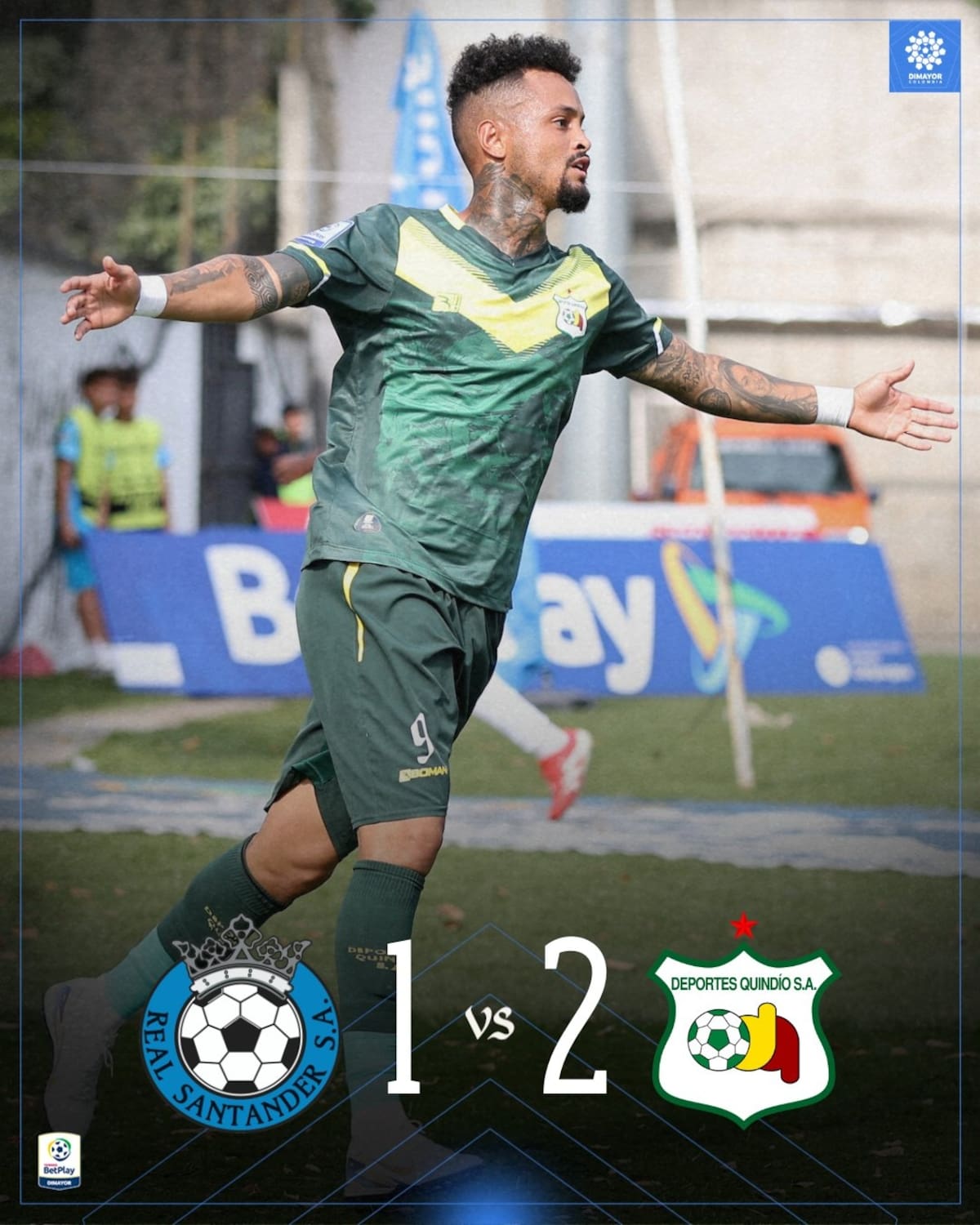 Real Santander vuelve a tropezar: cayó ante Quindío y aumenta la preocupación en el Torneo BetPlay 2026. Foto: Dimayor