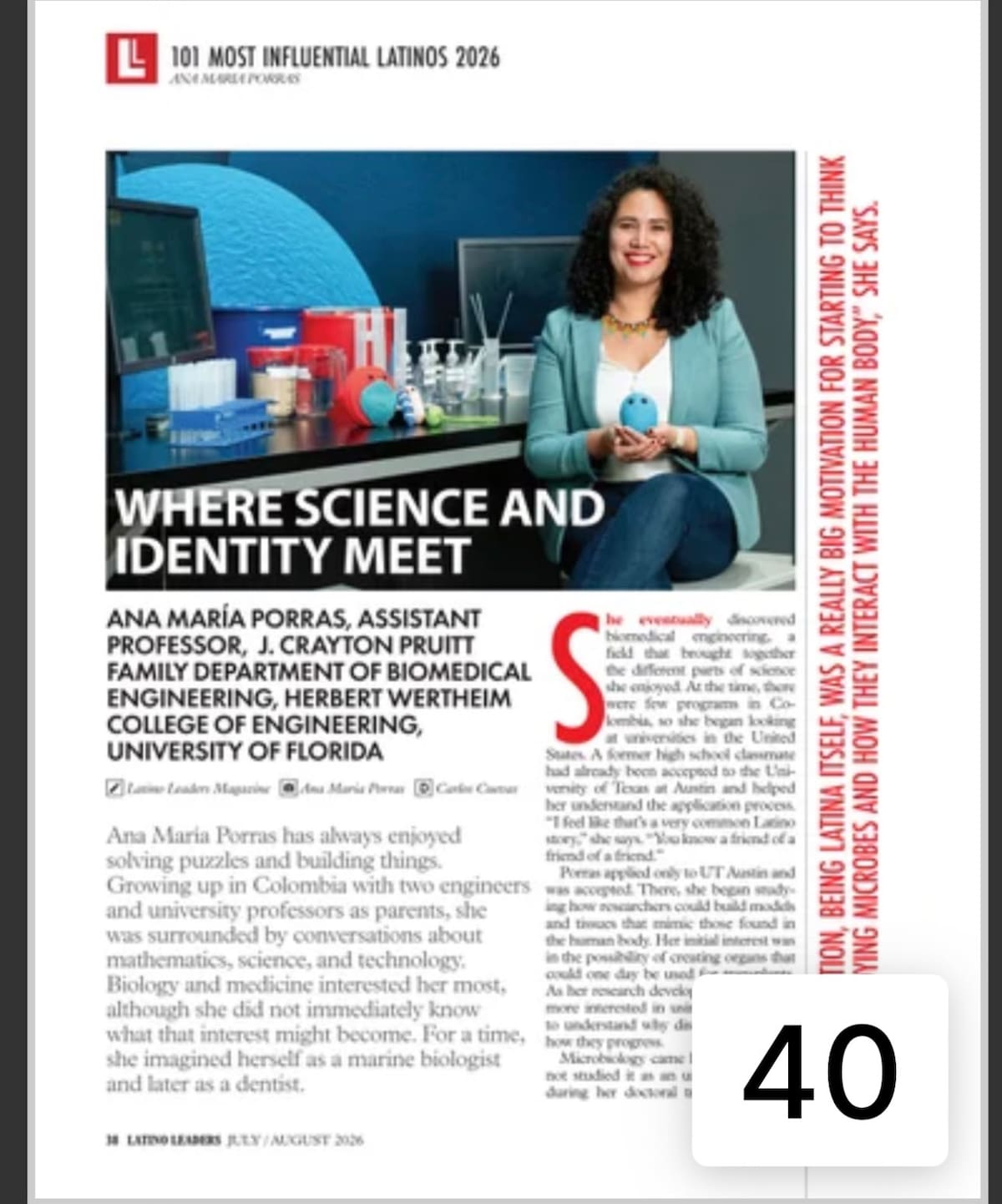 Ana María Porras Corredor lleva el nombre de Santander a la ciencia internacional. Esta es la página de la revista en donde reconocen la labor científica de esta bumanguesa.