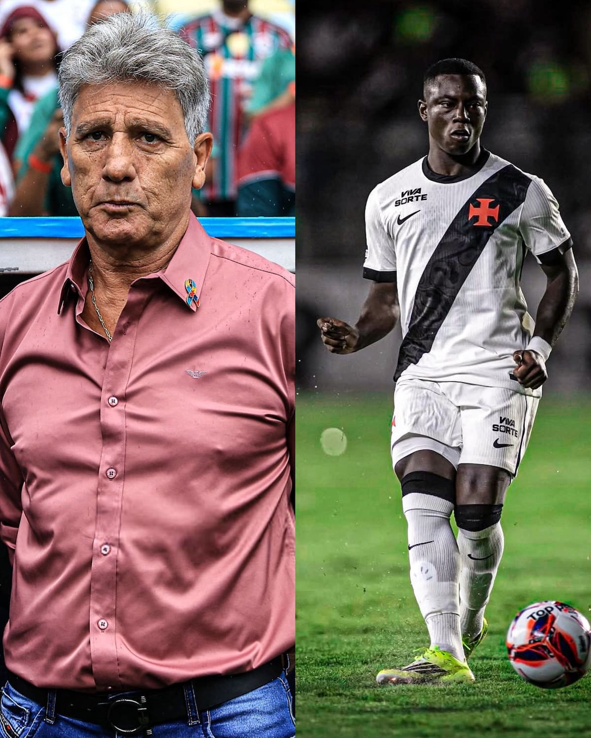Renato Gaúcho, DT de Vasco, sobre la adaptación de Marino Hinestroza y lo DIFÍCIL que es entrenar a jugadores COLOMBIANOS en Brasil. Foto: Redes