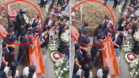 Insólito: repartidor entrega flores y termina dentro de una tumba en pleno sepelio