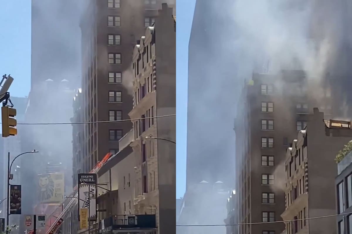 Reportan incendio en rascacielos de Manhattan. | Foto: Captura de video.