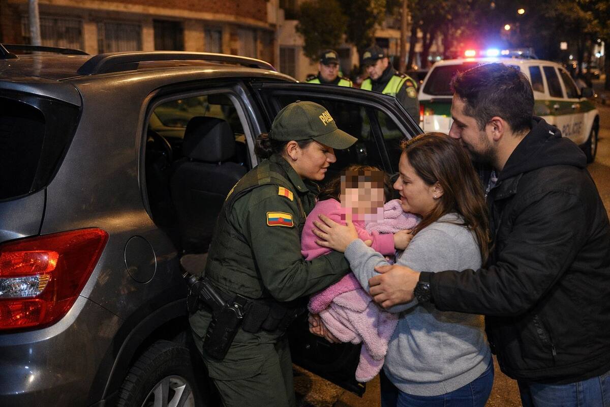 La menor fue hallada dormida dentro del vehículo y entregada sana y salva a sus padres tras el operativo policial.
Foto tomada de: IA