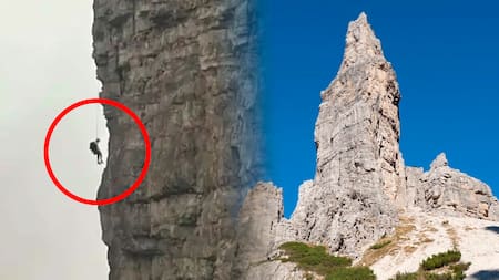Rescate de película de alpinista: quedó 12 horas suspendido a 2.000 metros en Italia