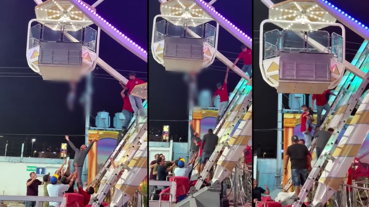Un niño quedó colgado de una de las canastillas de la rueda de la fortuna durante la Feria de Torreón, en el norte de México, y fue rescatado ileso,