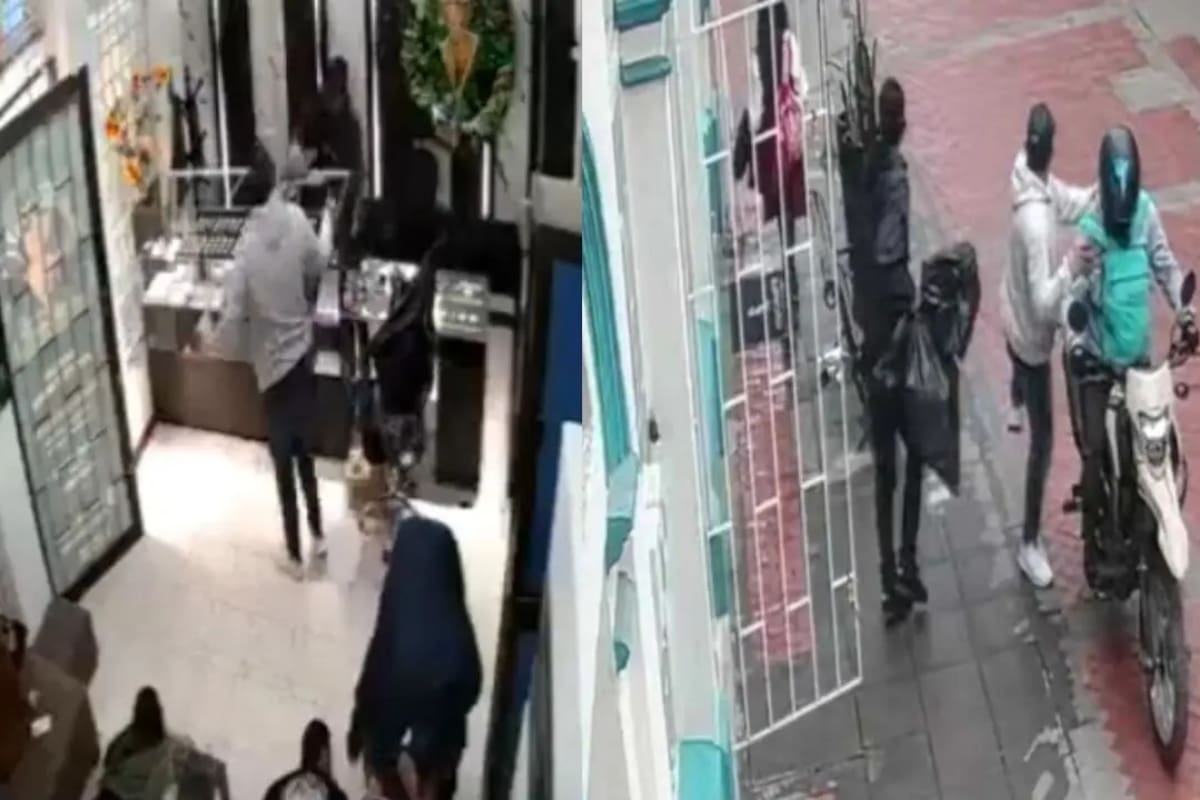 El atraco se registró en la Joyería El Paisa Visita.
Foto: captura de video.