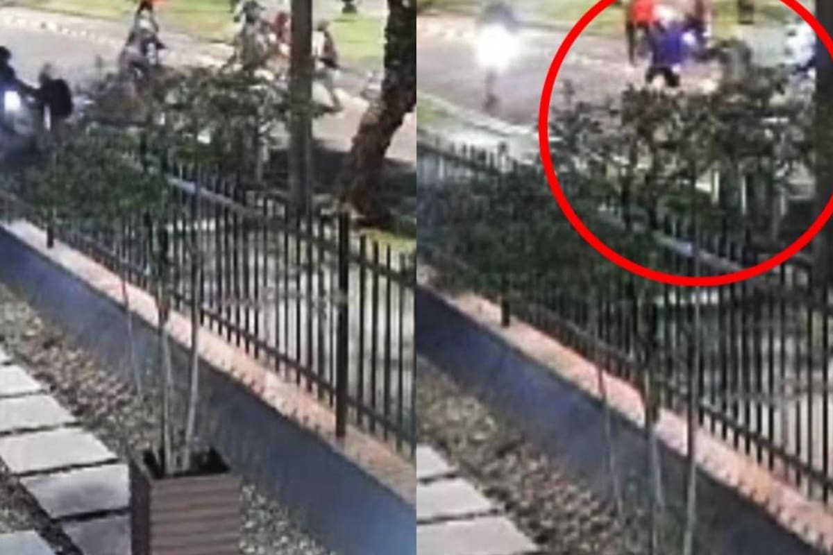 En las imágenes, se ve a uno de los asaltantes golpeando a un hombre con chaqueta azul. FOTO: Cortesía/VANGUARDIA